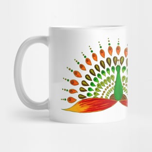 Orange and green mandala peacock Mug